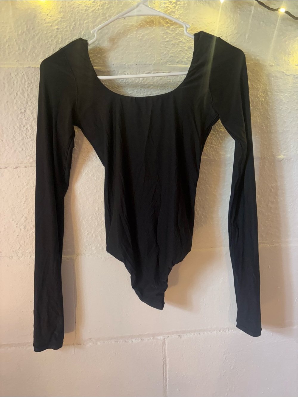 Aerie Black Long-Sleeve Scoop Neck Bodysuit - Women